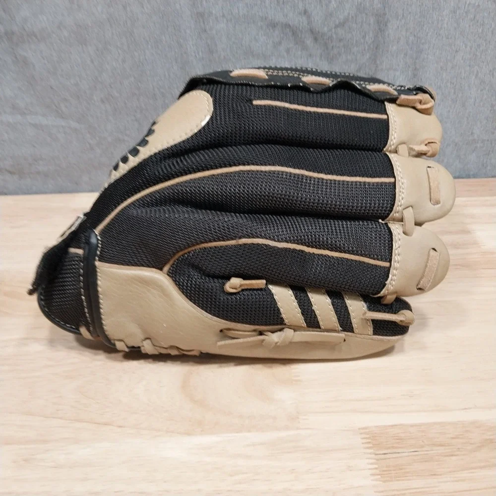 Adidas Youth Baseball Glove Eazy Close Synthetic Leather 11.5 Inch Black Tan